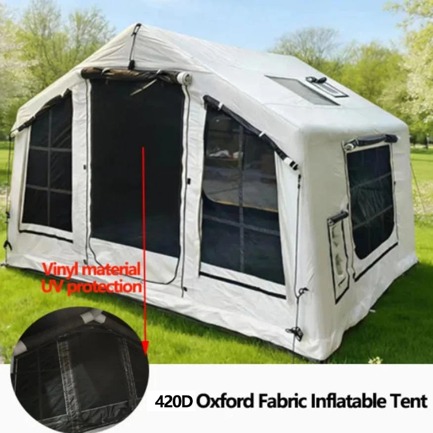 New 8㎡ 420D Oxford Fabric Marquee for Use Outdoor Camping Inflatable Snow-White Tent—Windproof Waterproof No-Peg-Required