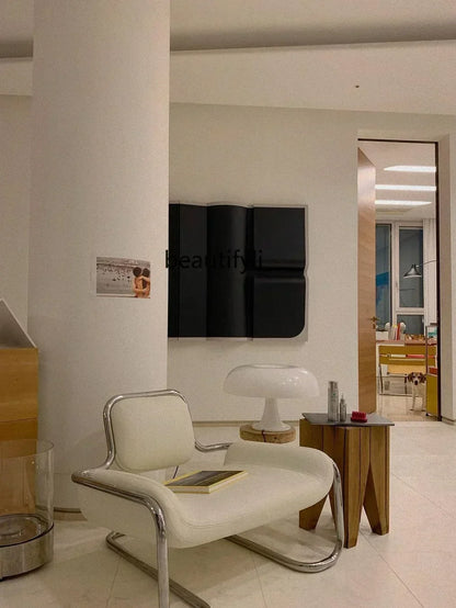 LXArrivals Modern Creative Convex Chair Stainless Steel Frame Casual Seat Living Room Simple and Light Luxury LeatheSSS