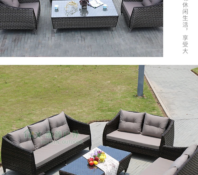 Leisure Courtyard Garden Sofas Outdoor Simple Homestay Coffee Table Garden Sofa Terrace Pe Rattan Furniture Sofá Exterior MHHYSF