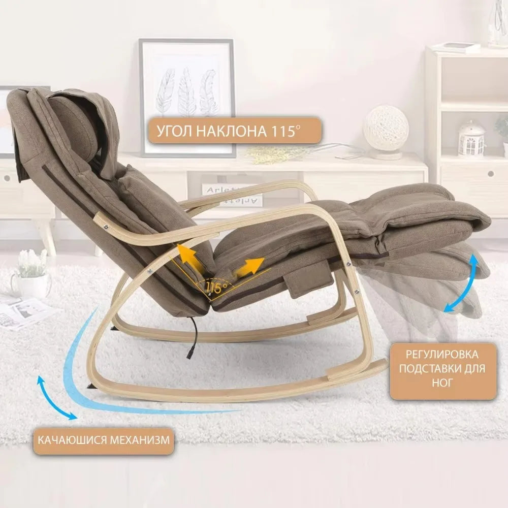 Folding Shiatsu Massage Chair with Adjustable Backrest and Heated Back
