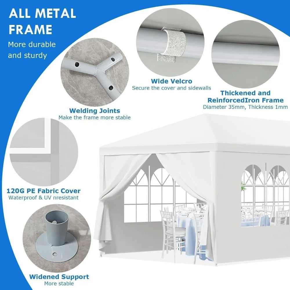 2026 10x30 Heavy Duty Party Tent with 8 Sidewalls Waterproof Outdoor Wedding Event Canopy White Backyard Garden, Custom
