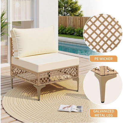 PatioLix 7 Piece Outdoor Wicker Patio Furniture Set, Rattan Sectional Sofa Couch, Patio Conversation Set with Cushion & Coffee Table