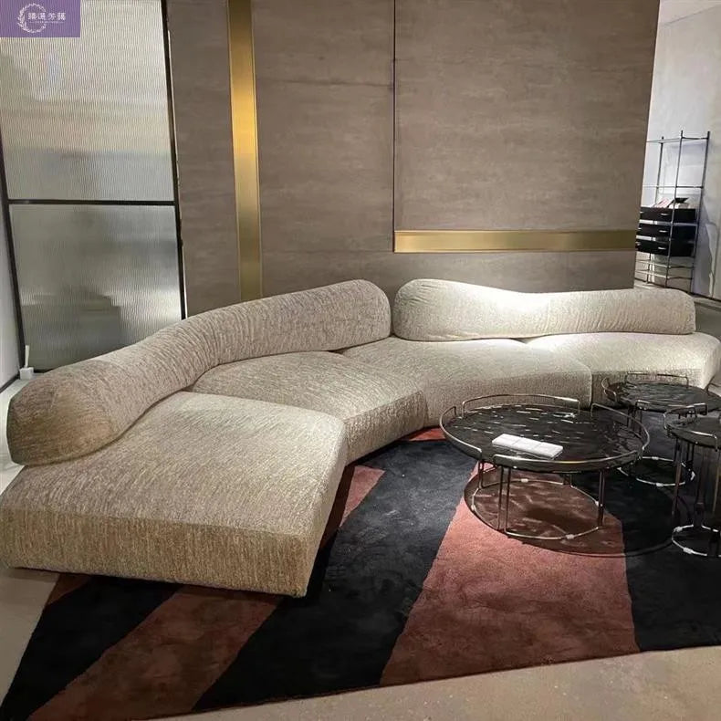 Fabric Sofa Combination Villa Large Apartment Sitting Italian Rock Irregular Special-shaped Large Flat Edta Double-sided