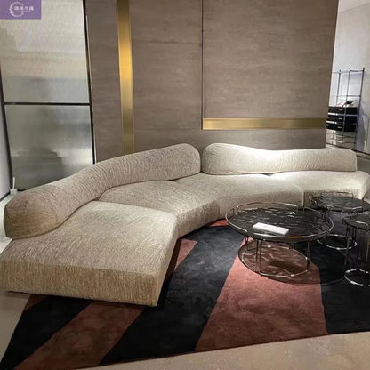Fabric Sofa Combination Villa Large Apartment Sitting Italian Rock Irregular Special-shaped Large Flat Edta Double-sided