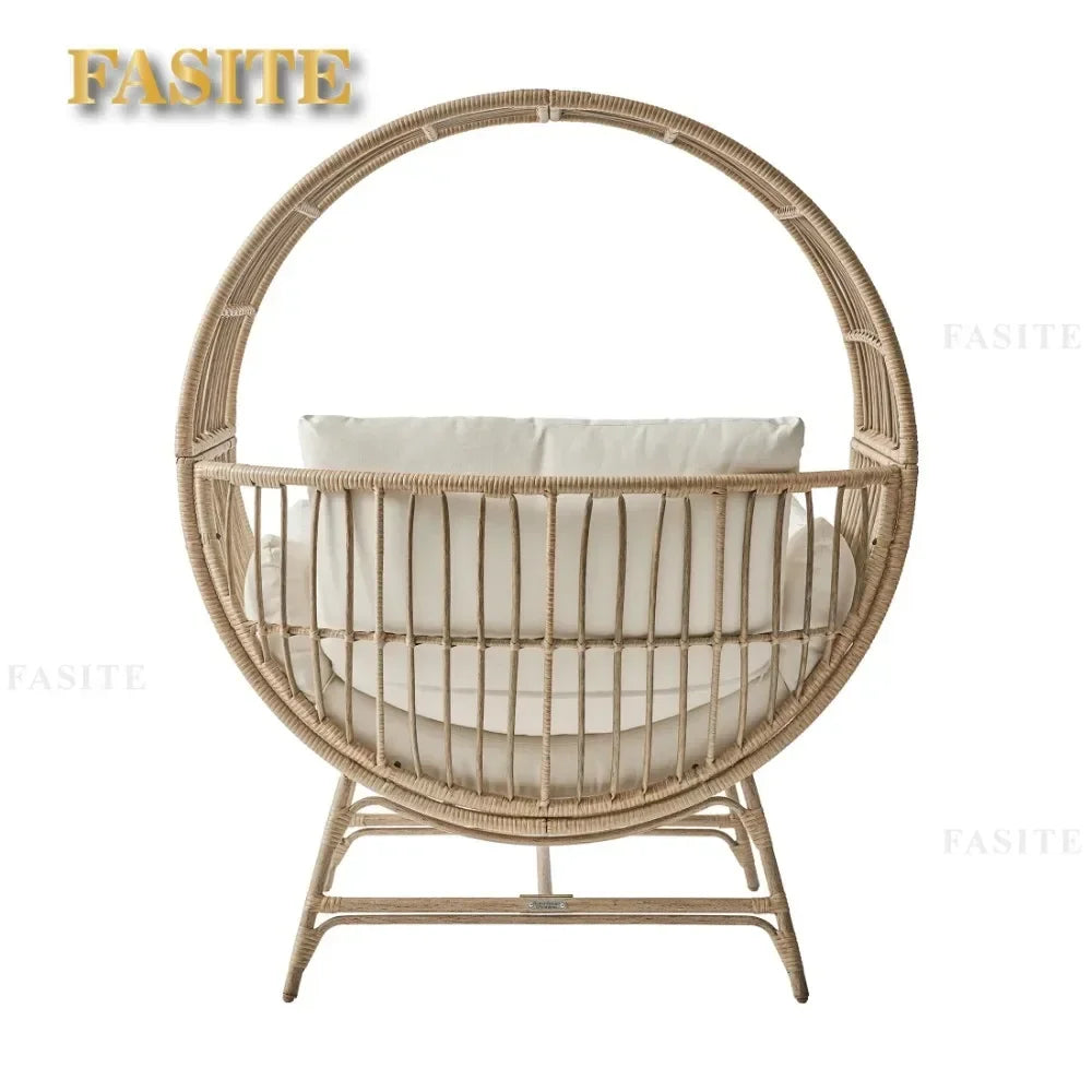 2024 New  Bellamy Round Wicker Outdoor Egg Chair, Beige