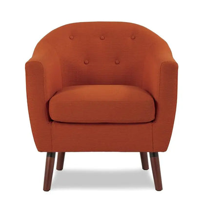 Orange Fabric Accent Chair 1pc Espresso Legs Button Tufted Solid Wood Living Room Furniture