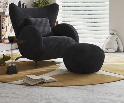 Cream Antelope Single Living Room Sofa Fabric Leisure Chair Middle Antique Lazy Sofa