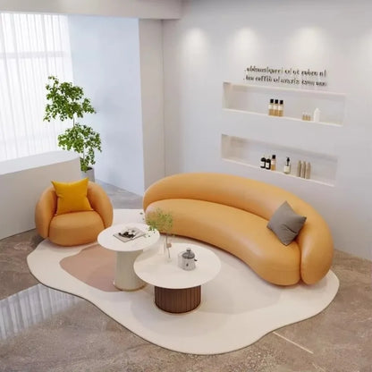 Cream curved sofa soft sofa living room bedroom dual use