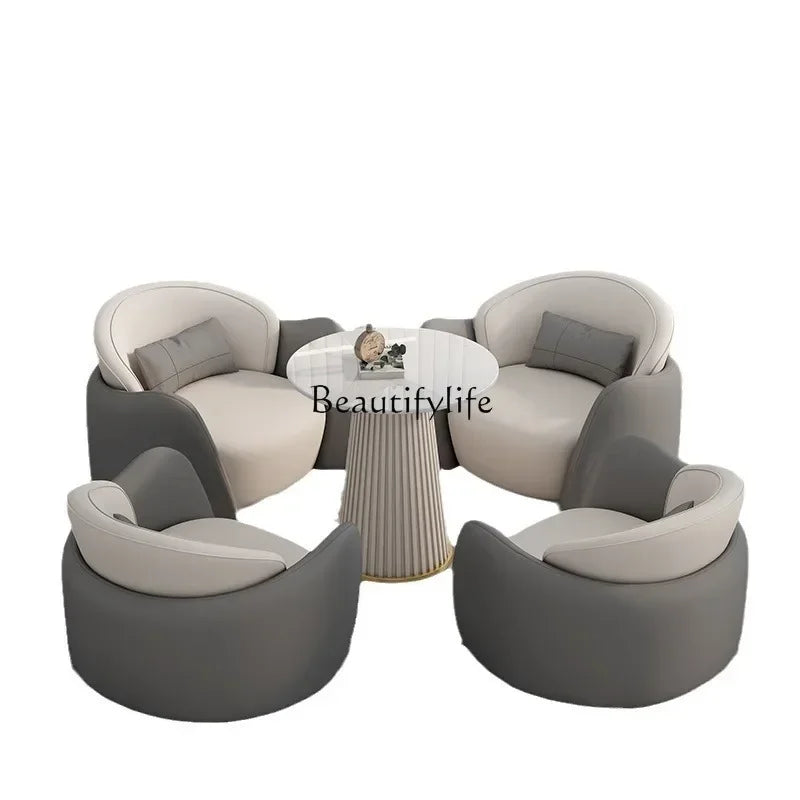 lLight luxury business negotiation sofa table and chair combination hotel lobby reception leather sofa