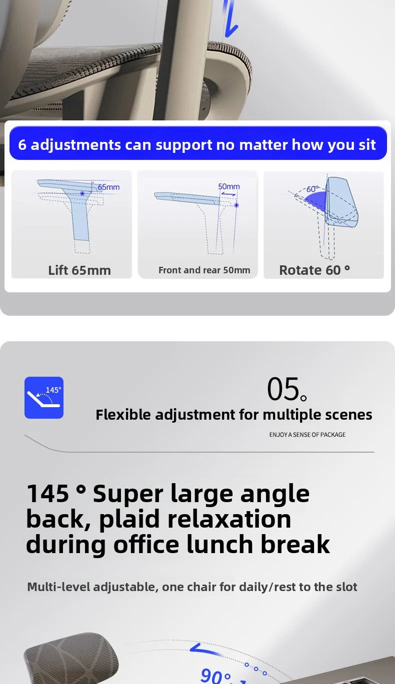 Ergonomic chair Home computer chair Comfortable sedentary office chair Back seat Study desk E-sports study chair