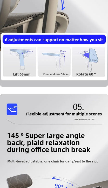 Ergonomic chair Home computer chair Comfortable sedentary office chair Back seat Study desk E-sports study chair