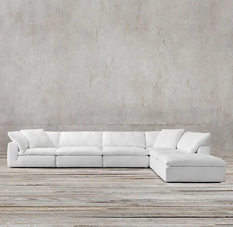Living Room Furniture Fabric Sectional Couch Sofa Set Modular White Big Corner Group Sofa