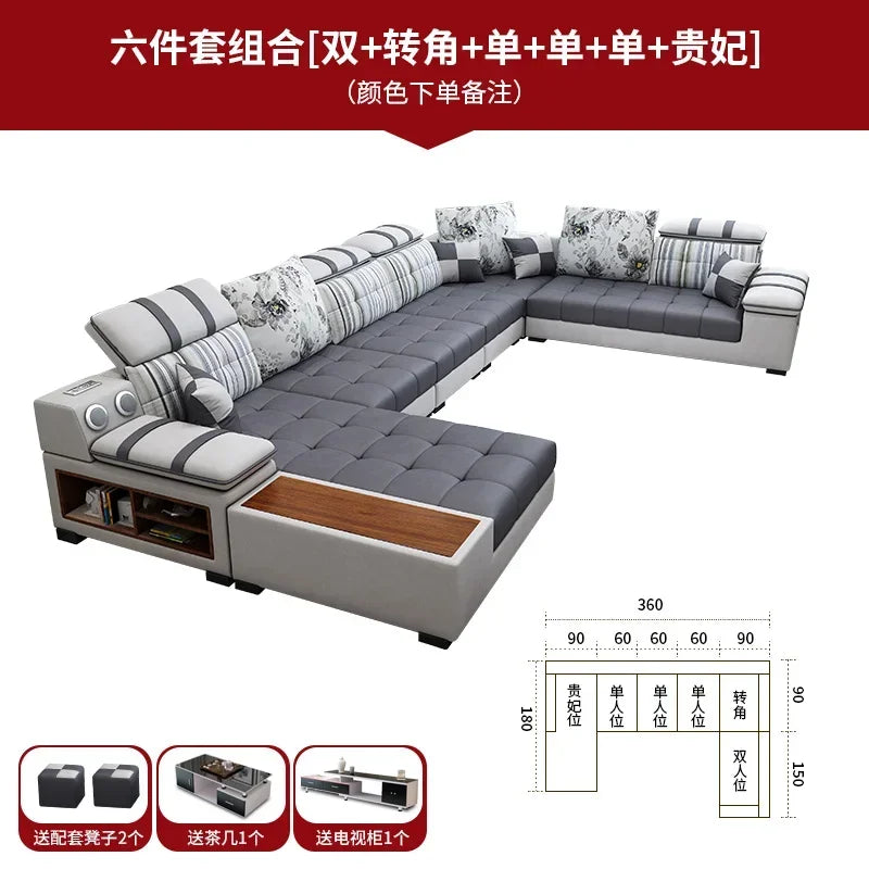Luxury Technology Cloth Sofa Living Room Furniture Modern Cloakroom Bedroom Sofa Combination Nordic Apartment Sofa Set