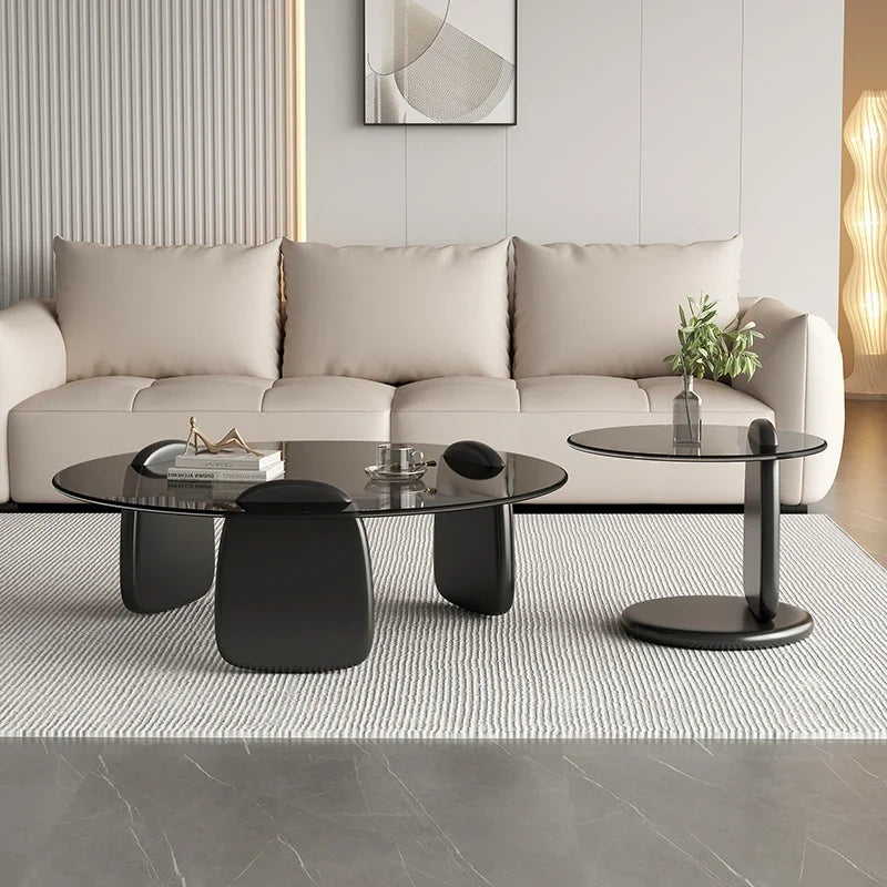 Table à thé, salon, petite maison, style italien, table à thé simple et moderne, table à thé créative en verre à combinaison circulaire