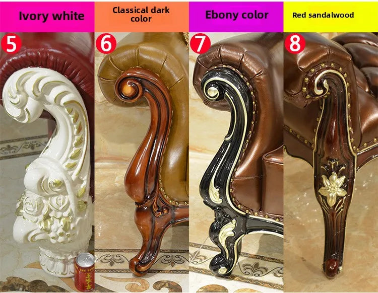 European Style Marble Dining Table Chair Set All Solid Wood Carved for 6-8 People for Restaurant Small Household Hotel