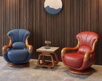 Modern new Chinese ebony top layer cowhide European simplicity Italian minimalism