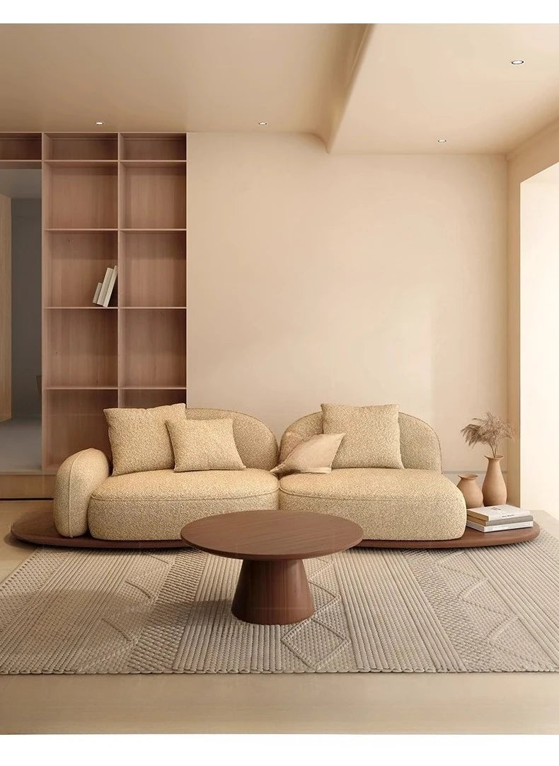 Living Room Coffee Table Designer Creative Three-person Log Style Furniture Modern Simple Modern Morocco Fabric Sectional Sofas