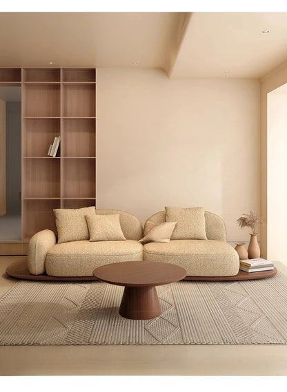 Living Room Coffee Table Designer Creative Three-person Log Style Furniture Modern Simple Modern Morocco Fabric Sectional Sofas