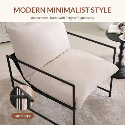 Sling Accent Chair with Metal Frame, Modern Armchair with Memory Foam Cushion, Comfy Lounge Chair for Living Room Bedroom Balcon