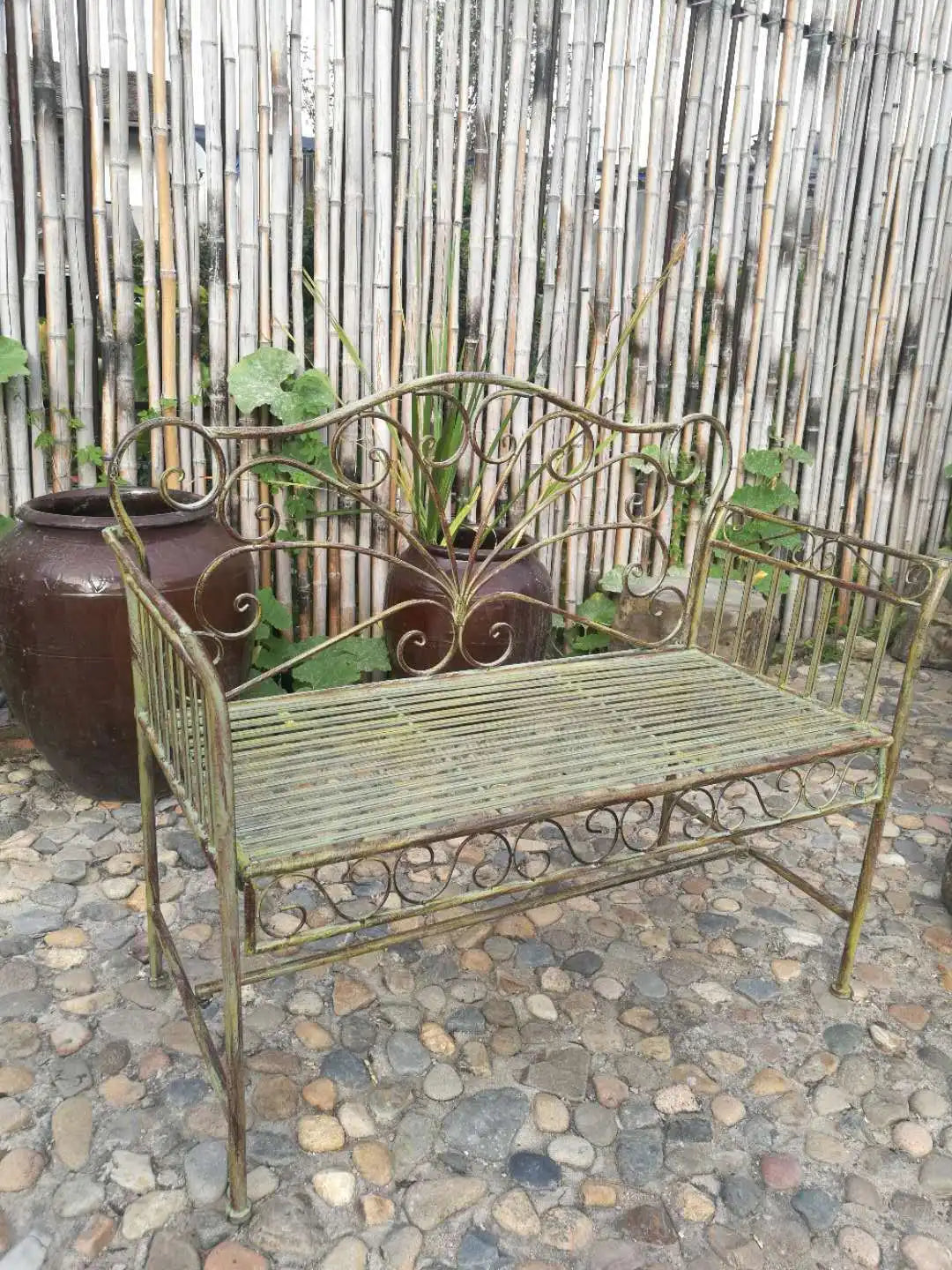 Foreign trade tail order clearance picking up leaks European backrest double chair outdoor courtyard leisure balcony bench park