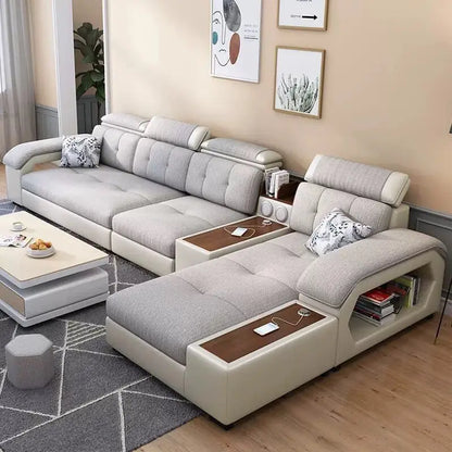 Luxury Design Corner Table U Shaped Couch Modern Other Modular Sofas Set Elegant Fabric Sectional Sofa Living Room Furniture