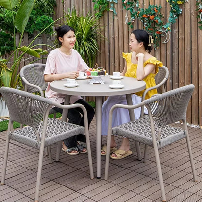 Aluminum Frame Outdoor Chairs Set of 2 PE Rope Patio Chair All Weather Bistro Chair Garden Chair for Hotel Restaurant Backyard