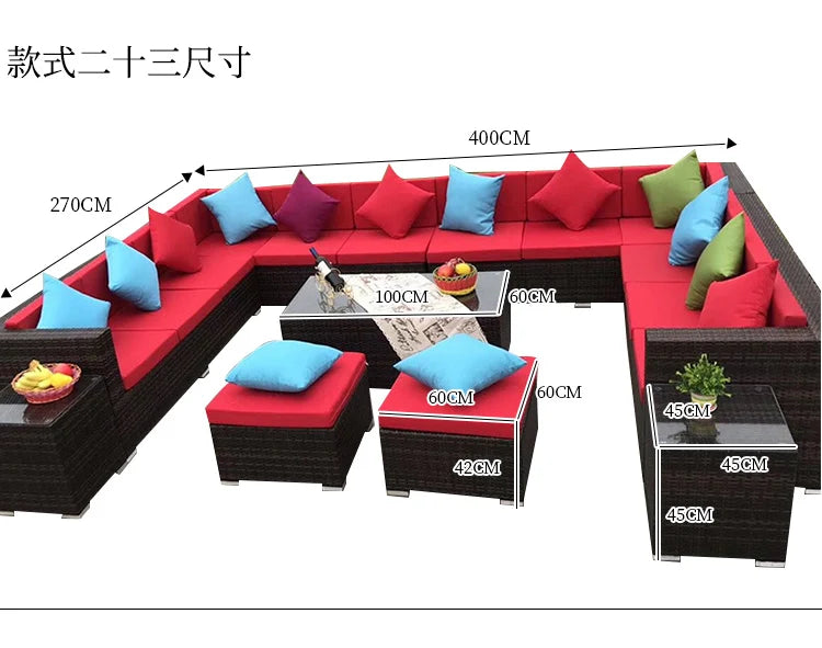 Terrace Modern Garden Sofas Outdoor Combination Courtyard Nordic Garden Sofas Waterproof Pe Rattan Furniture Sofá Jardín MHHYSF