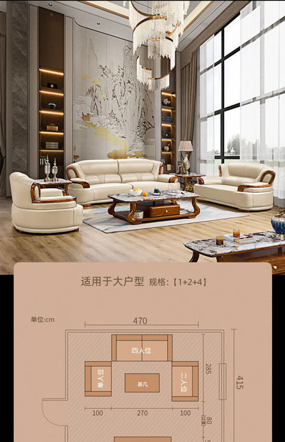 Designer Family Living Room Sofa Genuine Leather Sectional Floor Living Room Sofa Wood Minimalist Muebles Postmodern Furniture