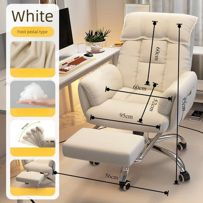 Computer Chair Office Backrest Lazy Sofa Chair Bedroom Reclining Seat Adjustable E-sports Chair Office Furniture with Footstool