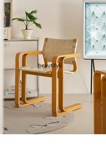 xxqArmrest Dining Chair Mid-Ancient Woven Chair Retro Desk Office Computer Chair