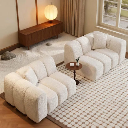 102" White Cloud-Style Modular Sectional Sofa – Modern Oversized Comfort with Soft-Edge Design and Integrated Armrests