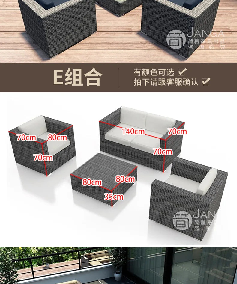 Outdoor courtyard, office building, reception area, sales center, round sofa, outdoor rattan chair, negotiation of large