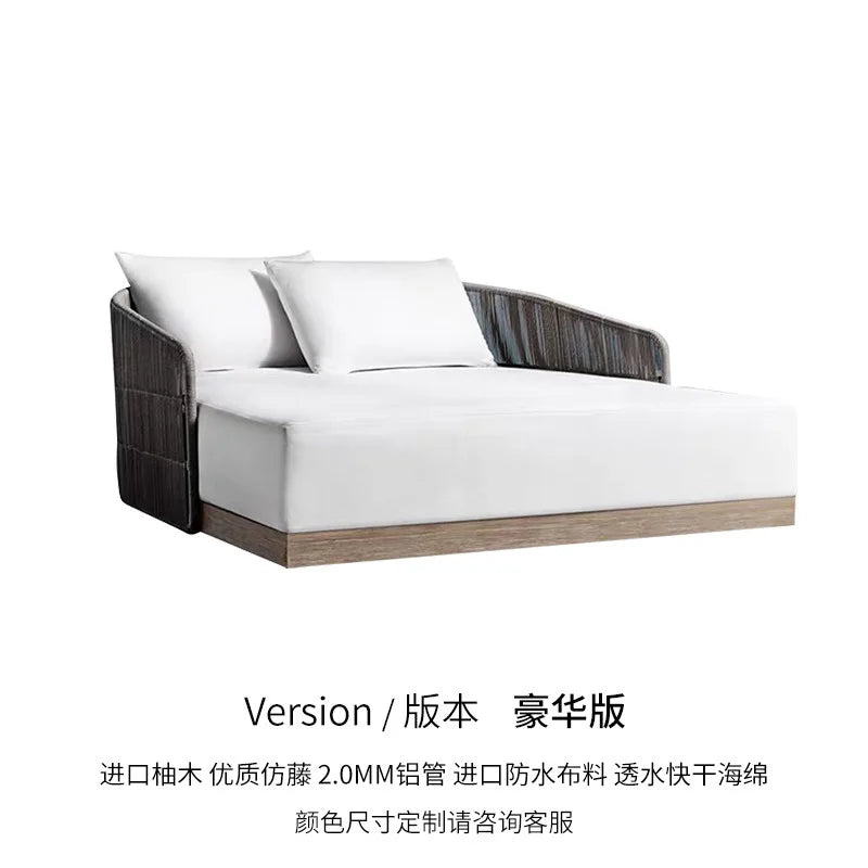 Outdoor rattan sofa courtyard preservative wood villa hotel outdoor teak rattan leisure sofa combination