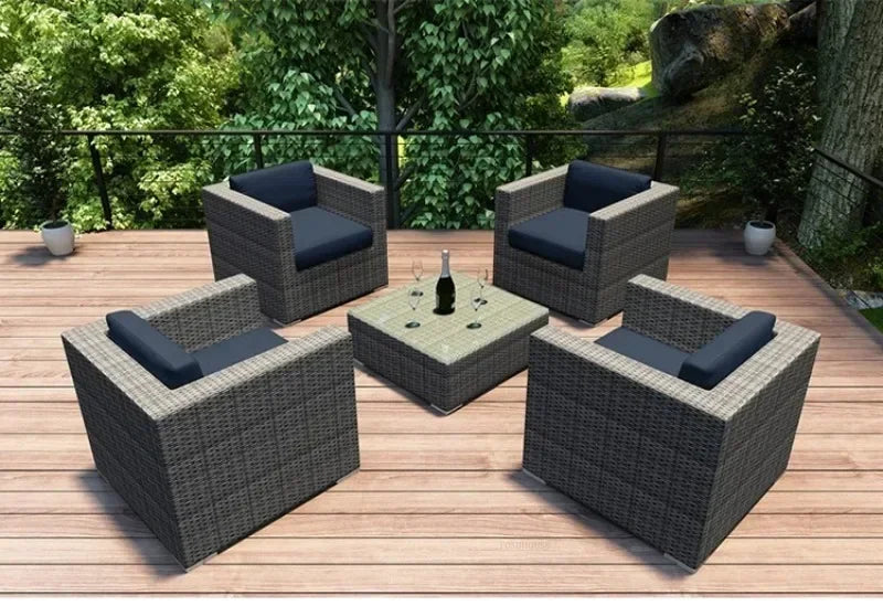 Luxury Terrace Courtyard Garden Furniture Outdoor Garden Sofa Combination Outdoor Waterproof Sun Protection Leisure Sofa Chair N