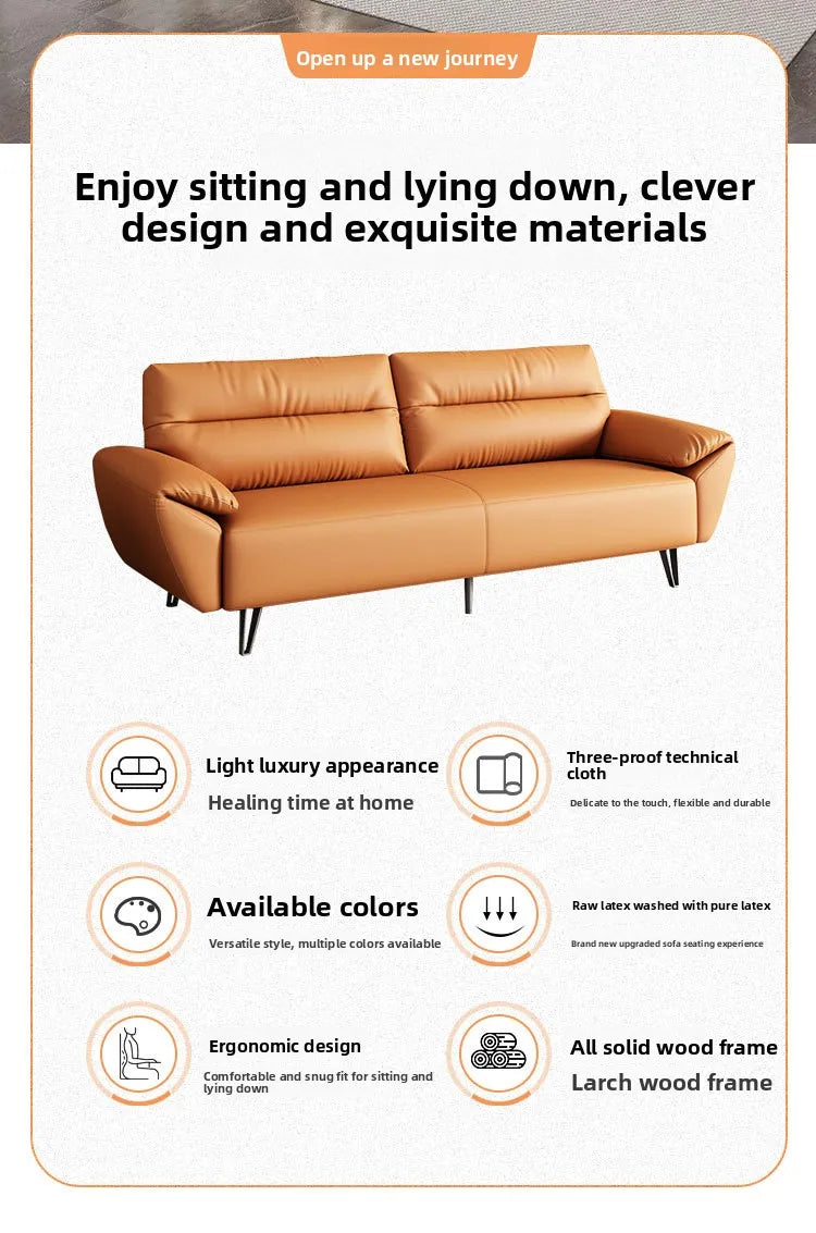Simple modern business, light luxury leather three-person sofa