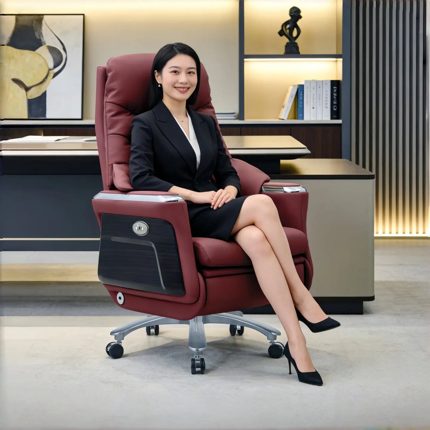 Arms Heat Office Chair Big Tall Comfy Boss Single Office Chair Massage Ergonomic Chaise Bureau Design Italian Furniture Luxury