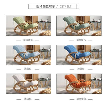 Solid wood rocking  leisure adult solid wood recliner nap chair balcony lazy sofa rocking  for middle-aged and e
