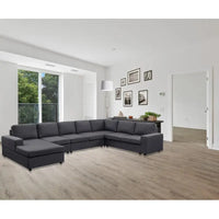 Modular Sectional Sofa with Reversible Chaise in Dark Gray Linen - Ideal for Living Room Comfort and Versatility, Stylish