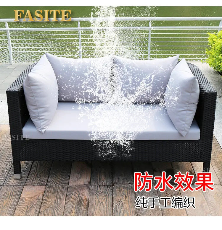 Rattan woven sofa combination terrace leisure outdoor rattan furniture garden courtyard waterproof