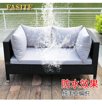 Rattan woven sofa combination terrace leisure outdoor rattan furniture garden courtyard waterproof