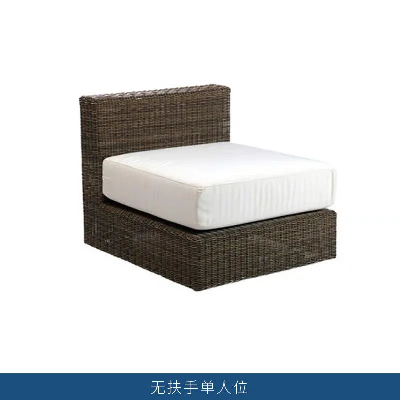 Nordic courtyard rattan furniture outdoor waterproof sunscreen sofa coffee table pedal double recliner resort bed and breakfast