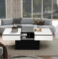KD Wholesale Coffee Table  Living Room White & Black Modern High-Gloss Coffee Table with Hidden Storage