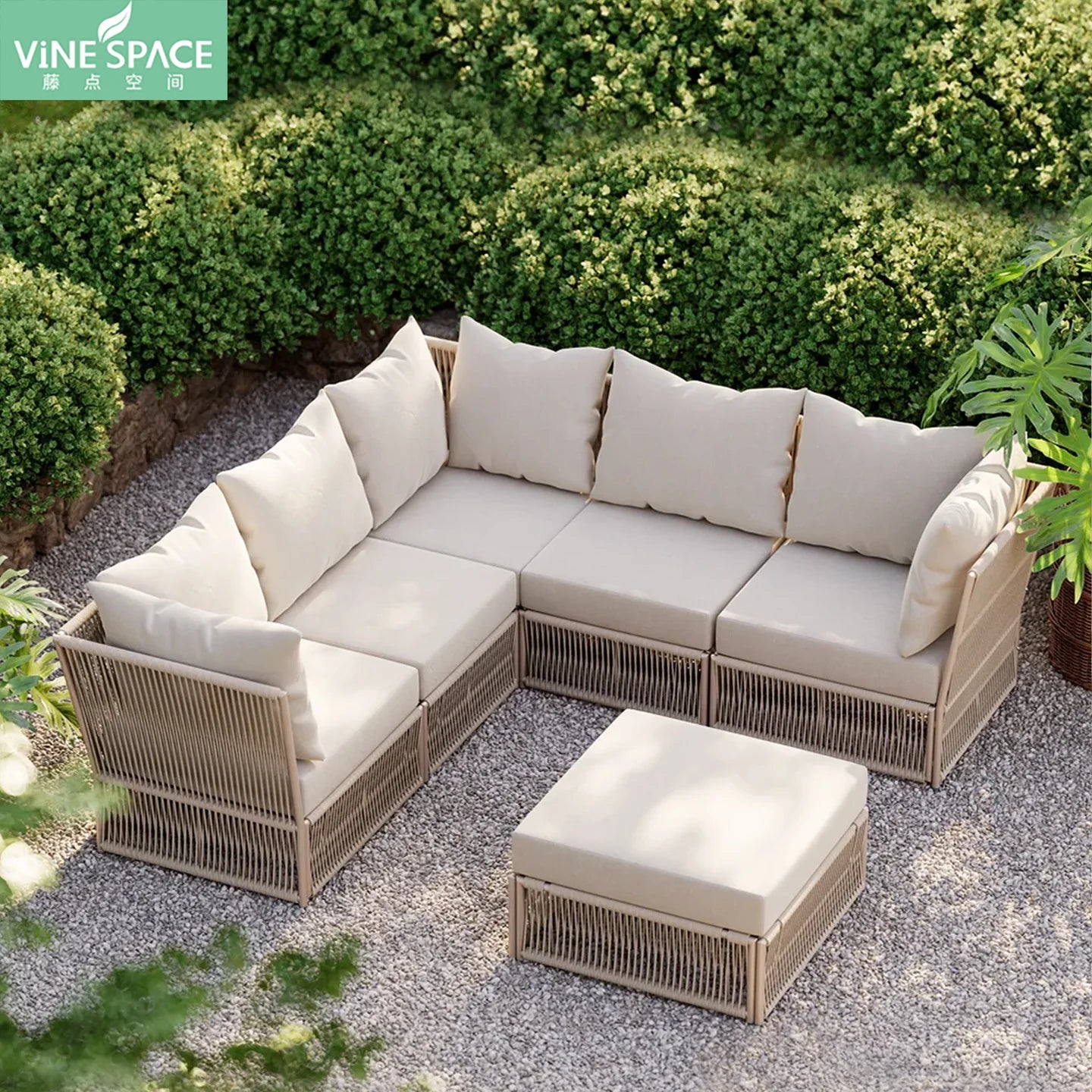 Nordic outdoor rattan furniture courtyard terrace leisure rattan chair villa hotel garden simple waterproof sofa combination