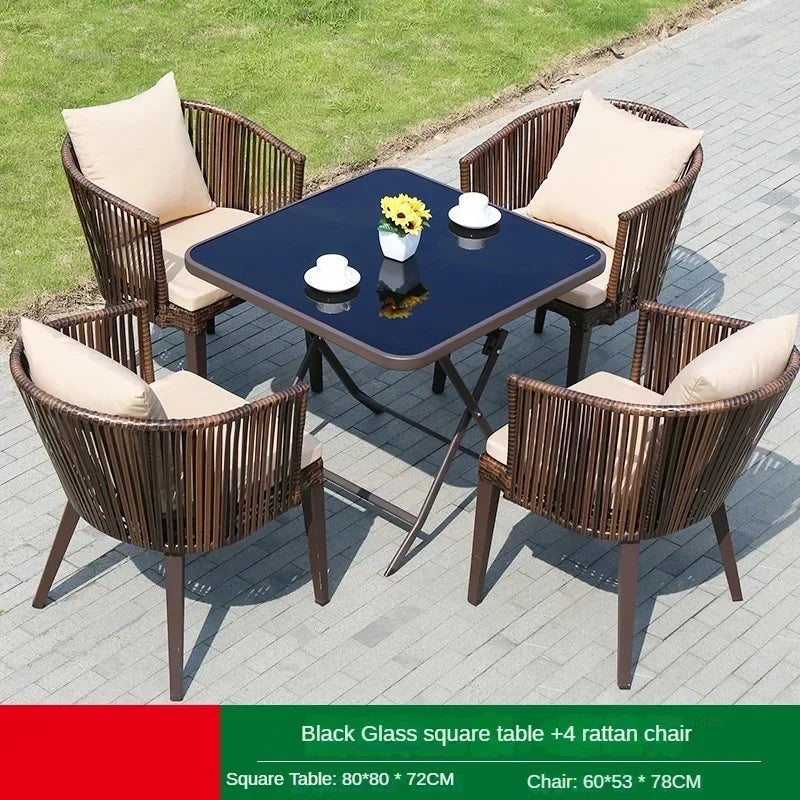 Rattan Garden Table and Chair Balcony Outdoor Furniture Sets Outdoor Leisure Rattan Table and Chair Garden Furniture Sets Q