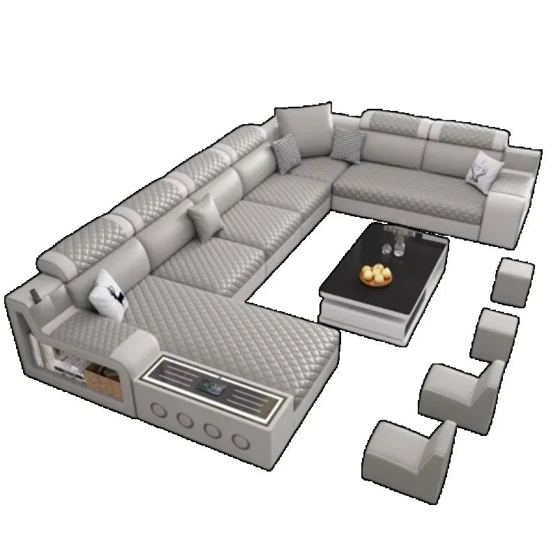 Designer Leather Sofa Living Room Ajustable Lounge Foldable Sofa Reclinable Modular Minimalist Woonkamer Banken Lounge Furniture