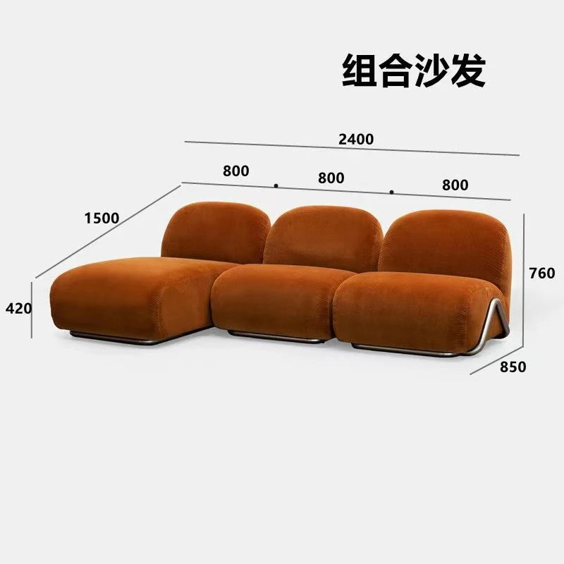 Customized single sofa antique living room stainless steel fabric arc