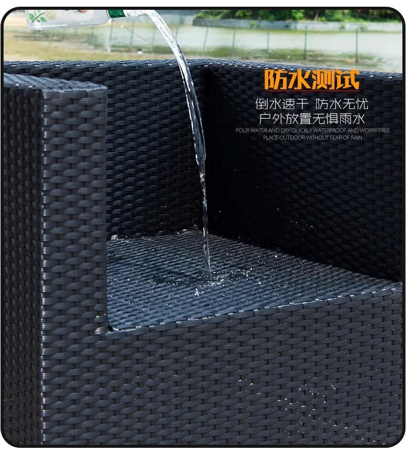 Outdoor rattan sofa combination courtyard terrace  waterproof sun protection outdoor garden rattan sofa furniture