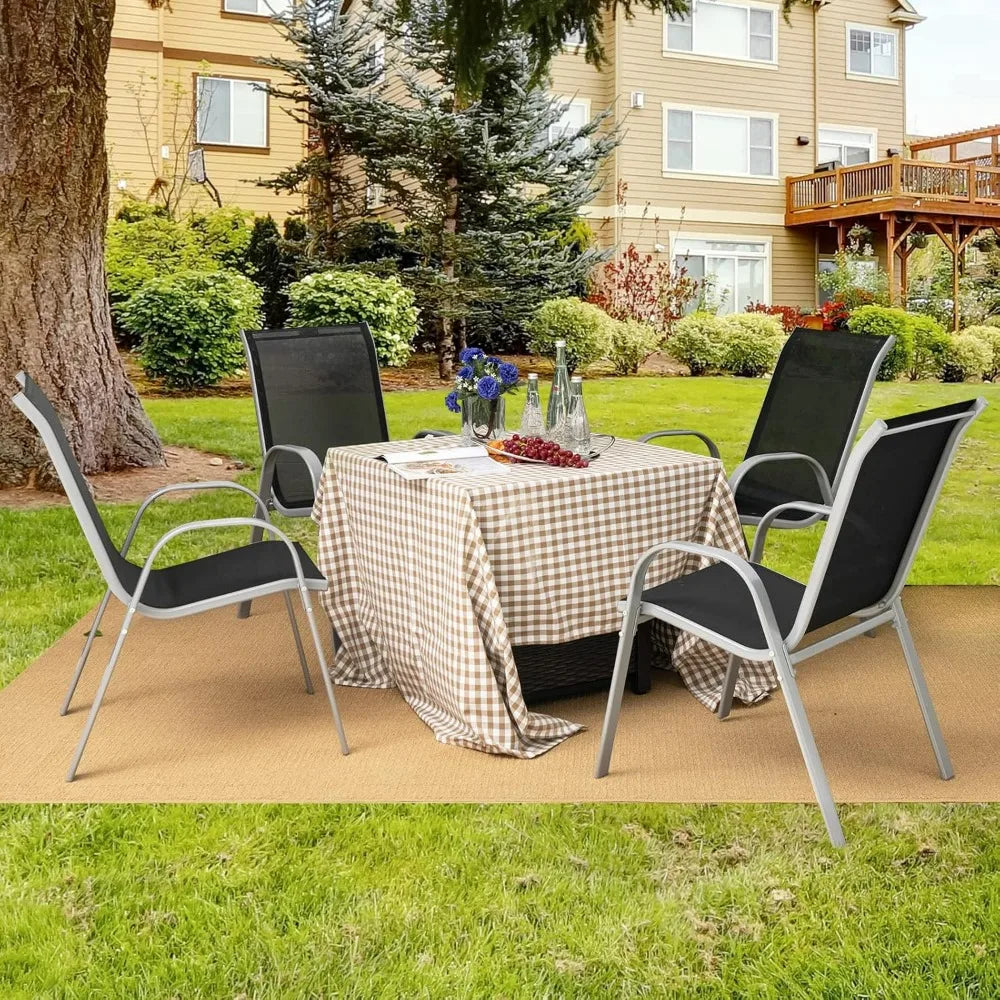 Stackable Outdoor Dining Chairs Set of 4 by Giantex - Durable Weather-Resistant with 330 lbs Capacity, Heavy-Duty Rustproof Meta