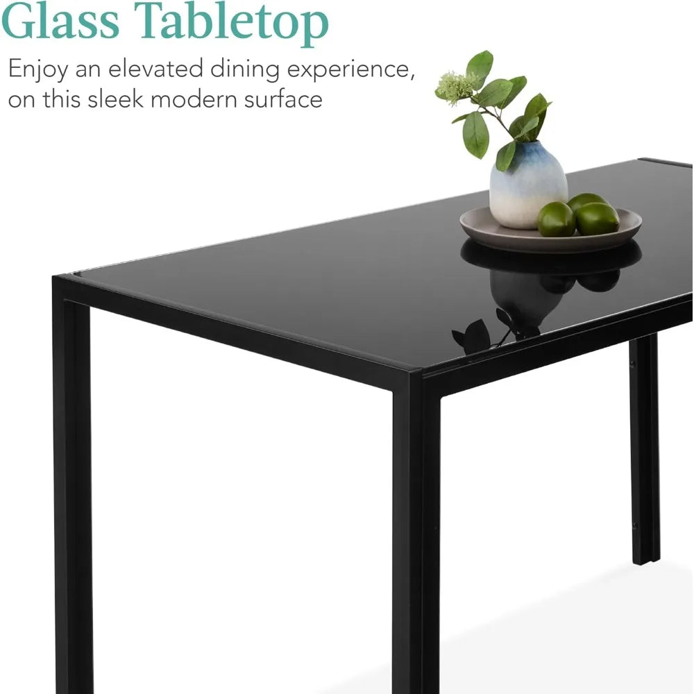 7-Piece Glass Dining Set, Modern Kitchen Table Furniture for Dining Room, Dinette, Compact Space-Saving w/G