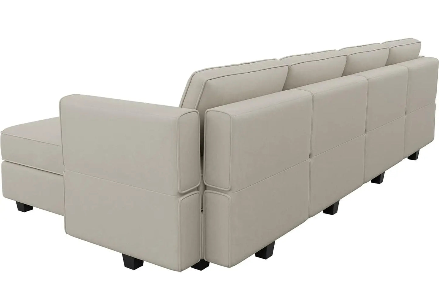 Grey Velvet Modular Sectional Sofa L-Shape Reversible Chaise Storage 4-Seat Living Room, Customized